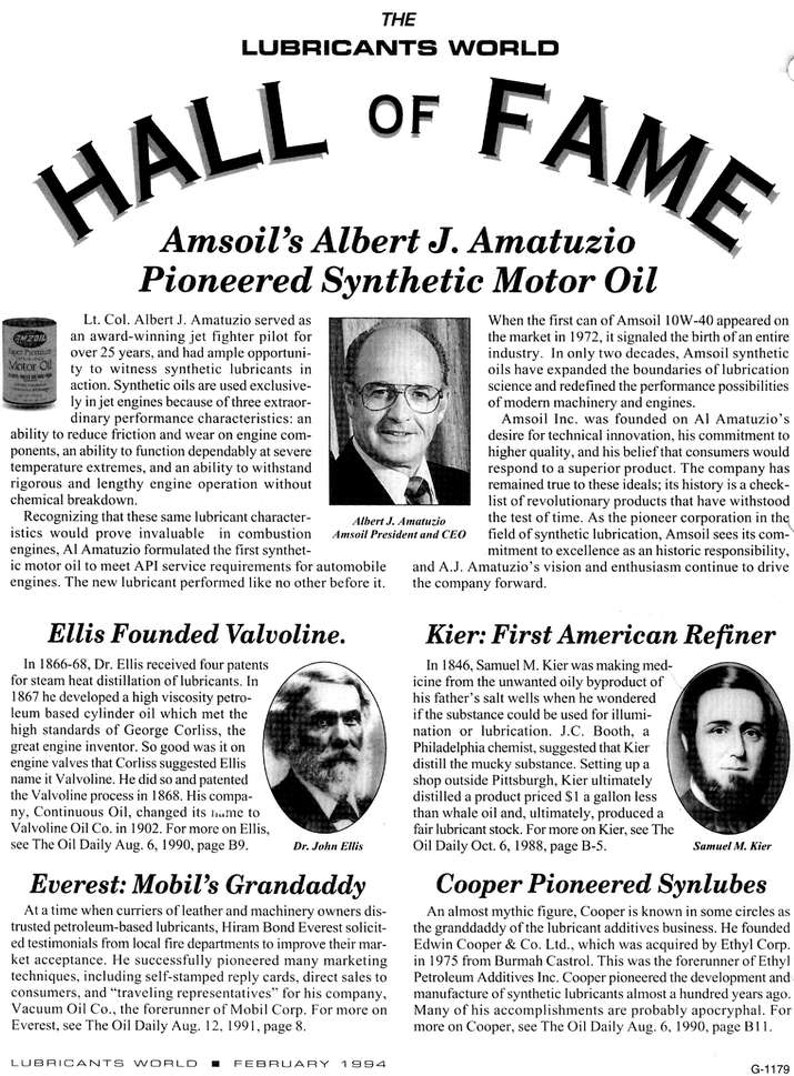 AMSOIL Founder in the Hall of Fame for Synthetic Oil for Cars